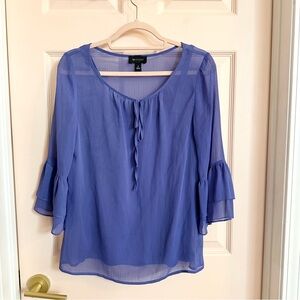 Semi sheer purple blue AB studio top